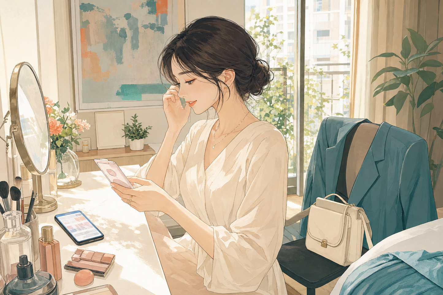 하객이나 공연 일정 전 소량 원데이 컬러렌즈를 준비하는 모습